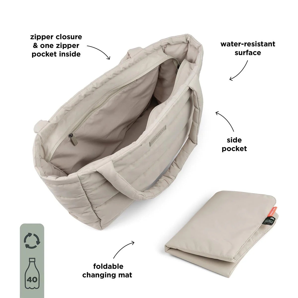 Qulited Changing Tote - SAND - Done By Deer - NEW