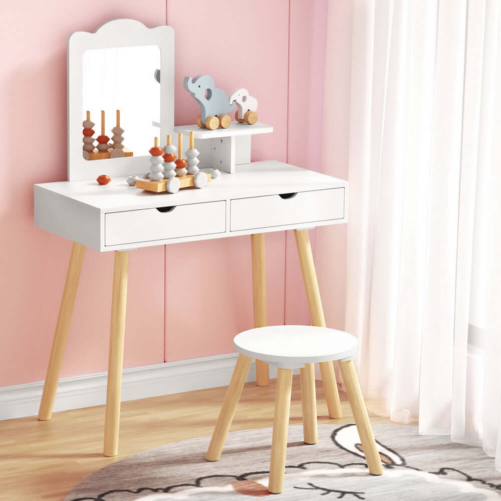 Kids Dressing Table Vanity Makeup Chair Set by Baby Deluxe