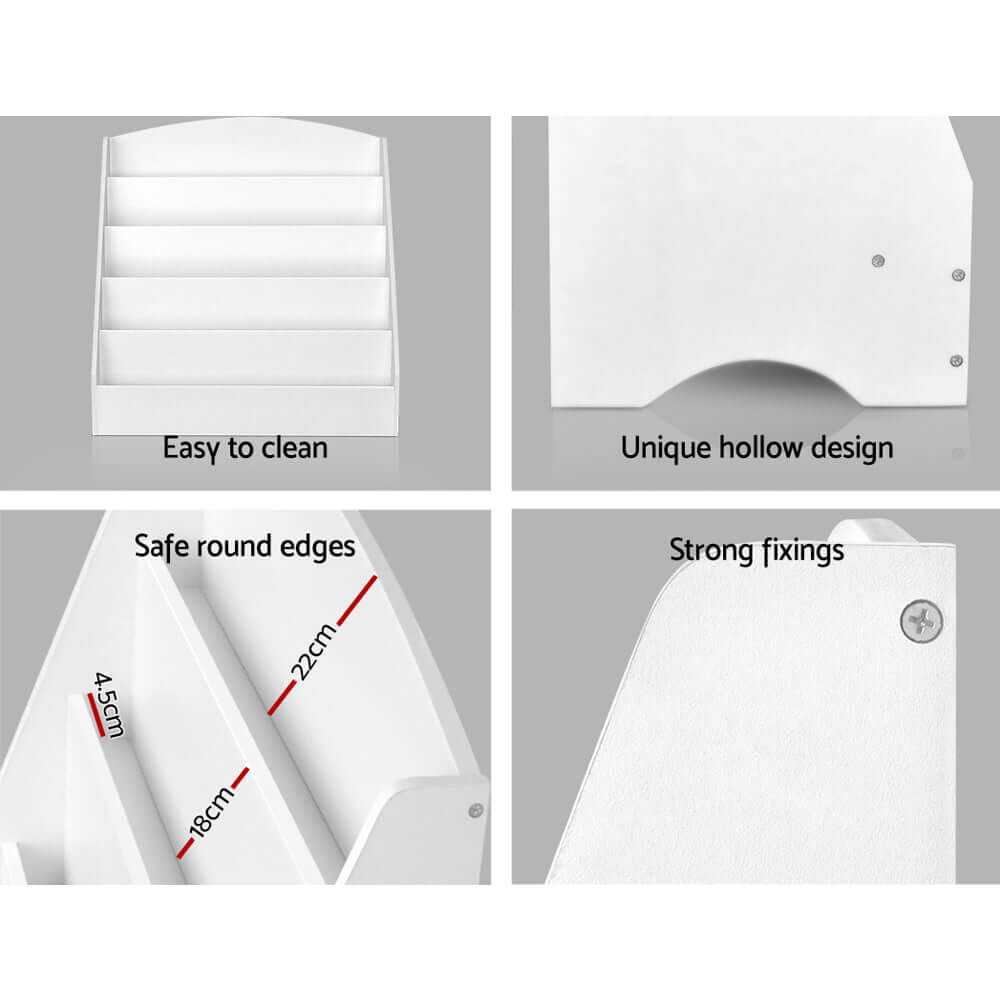 Kids Bookshelf - 5 tiers - White