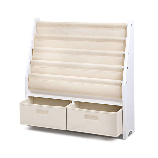 Kids Bookshelf with Organiser Drawer - 4 tier