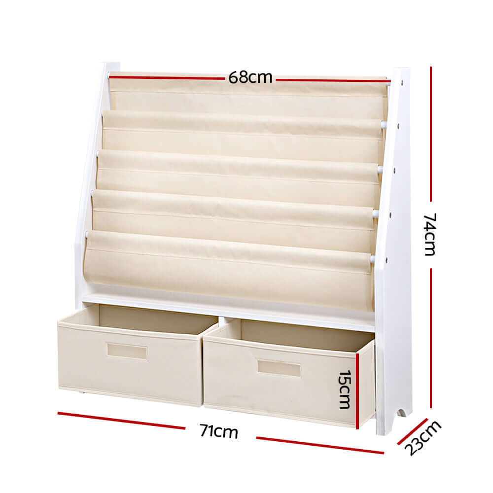 Kids Bookshelf with Organiser Drawer - 4 tier