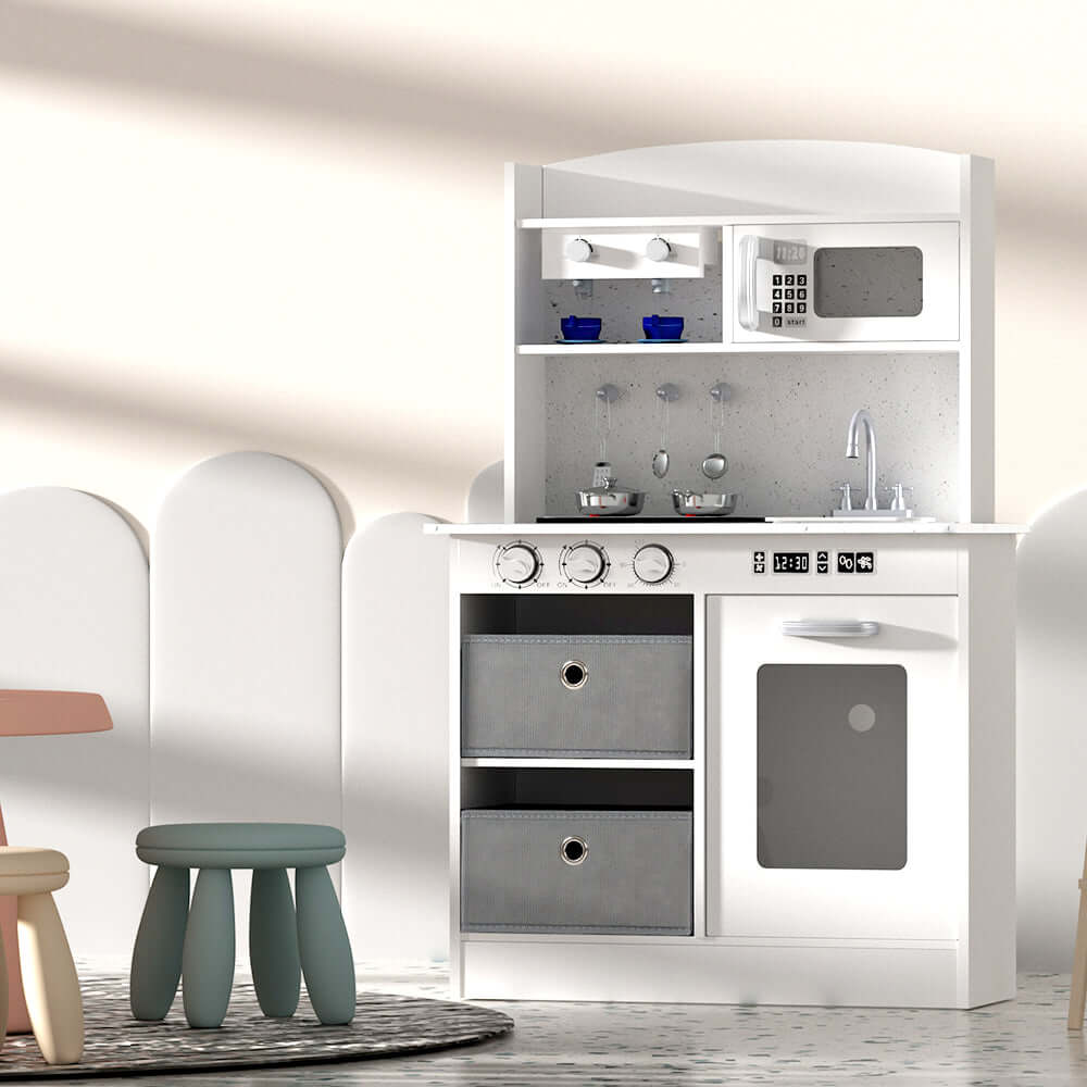 Kids Kitchen Play Set - White & Grey