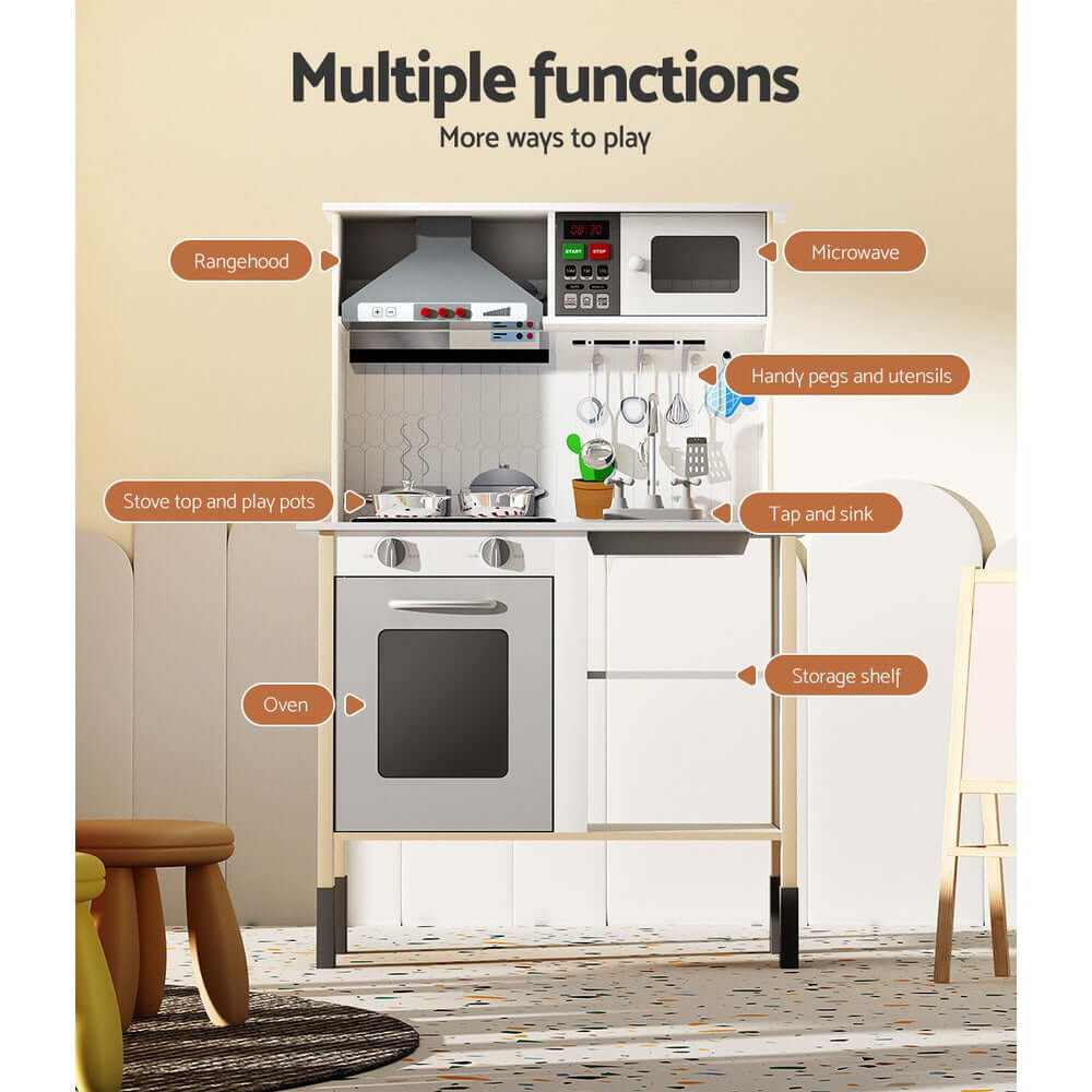 Kids Kitchen Play Set Wooden - with Rangehood