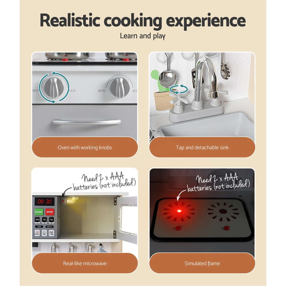 Kids Kitchen Play Set Wooden - with Rangehood