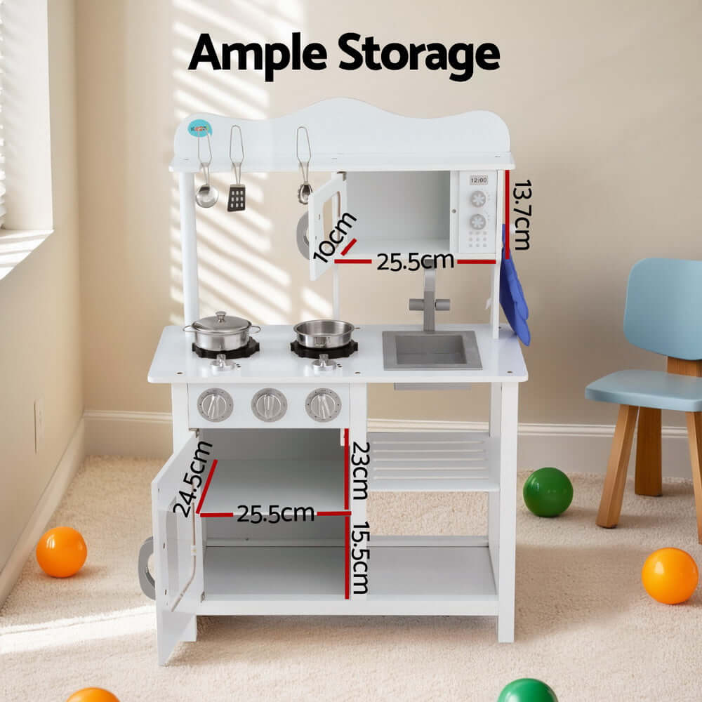 Kids Kitchen Play Set Wooden - White