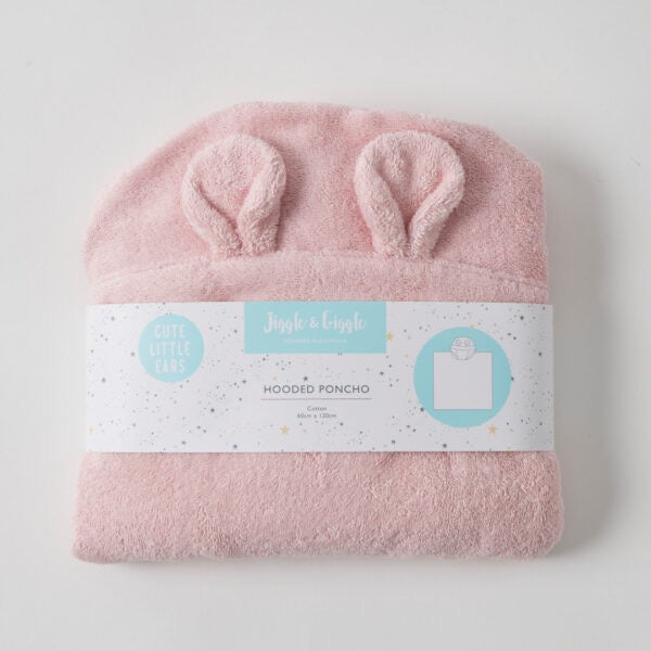 Hooded Poncho - Sunshine Pink - from Jiggle & Giggle