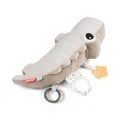 Tummy Time Activity Toy Croco in sand color, features sensory elements and teether for baby play.