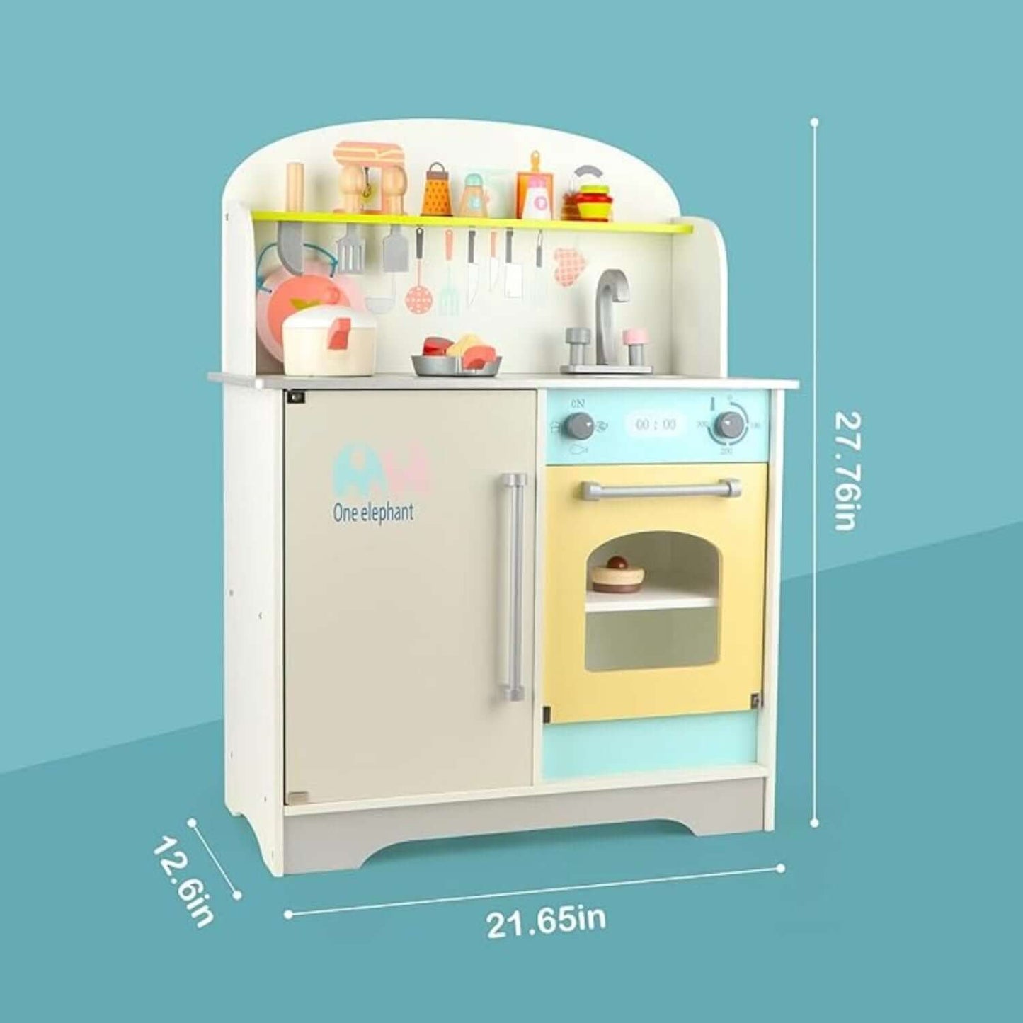 Wooden Kitchen Playset for Kids - White & Yellow