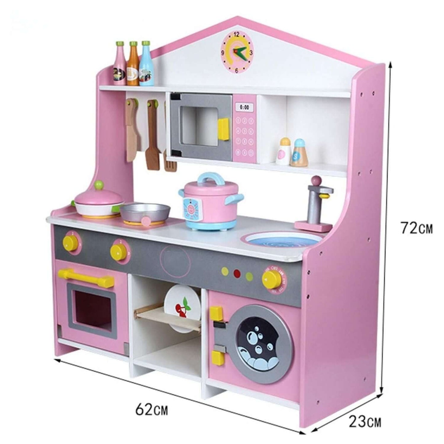 Wooden Kitchen Playset for Kids - Pink