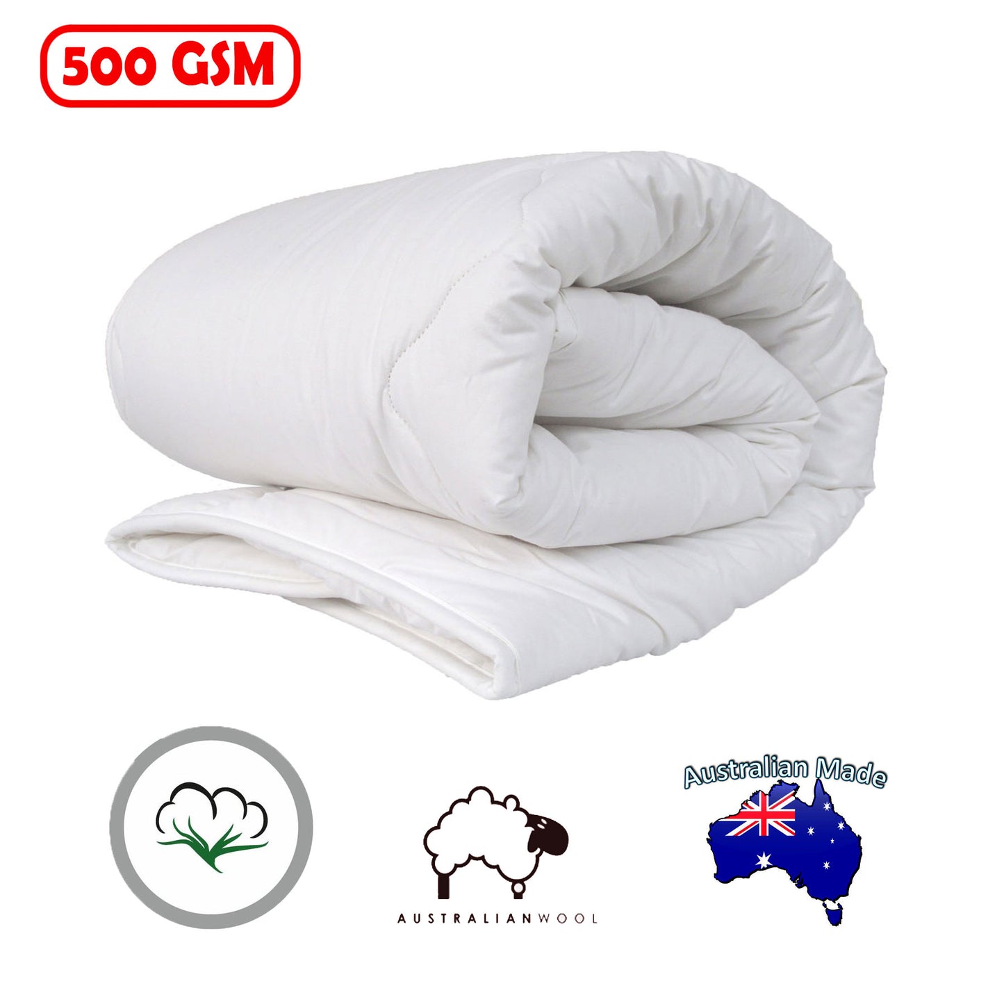 500GSM Australian Wool Quilt - Cot Size