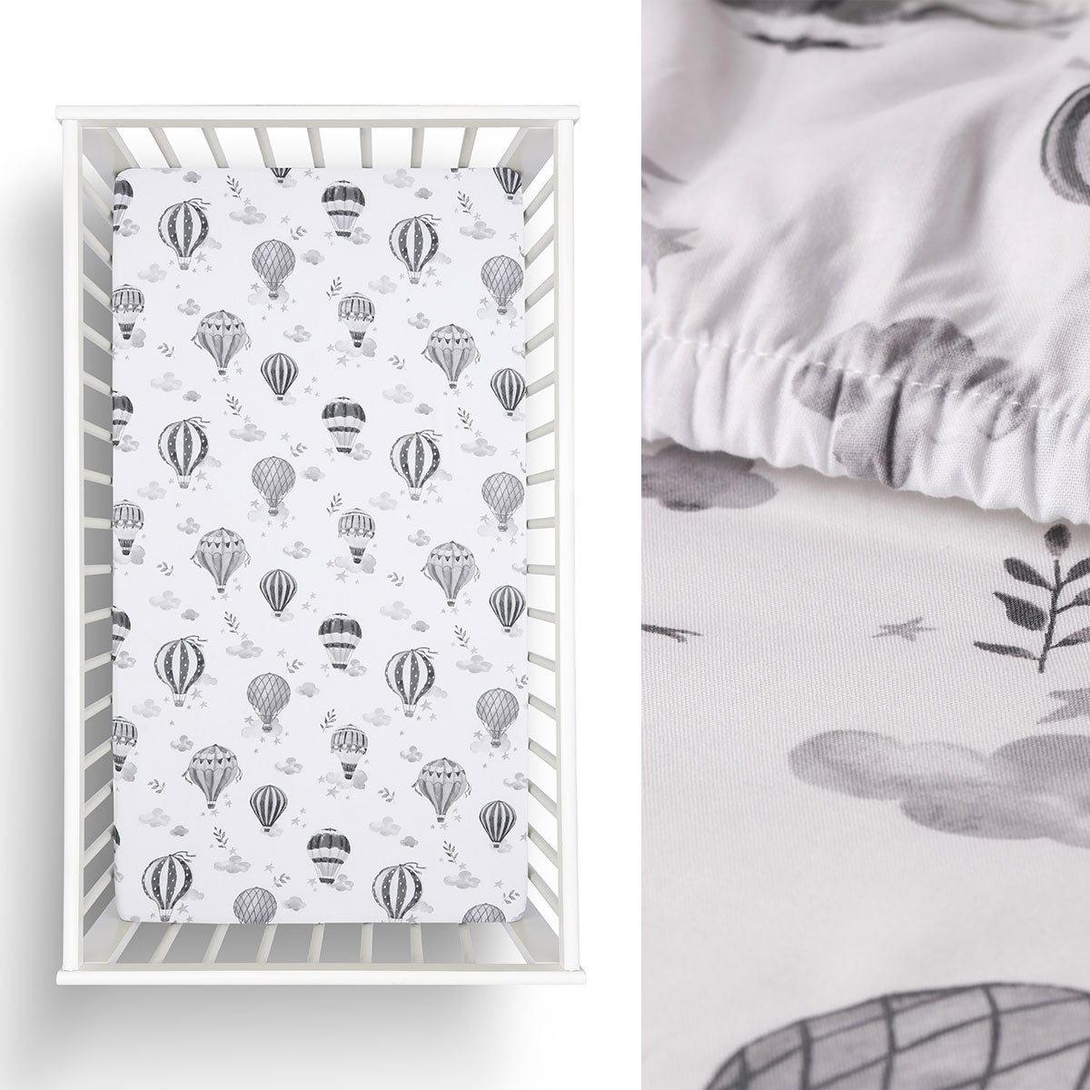 Cot Fitted Sheet - Little Gem Balloons Cotton