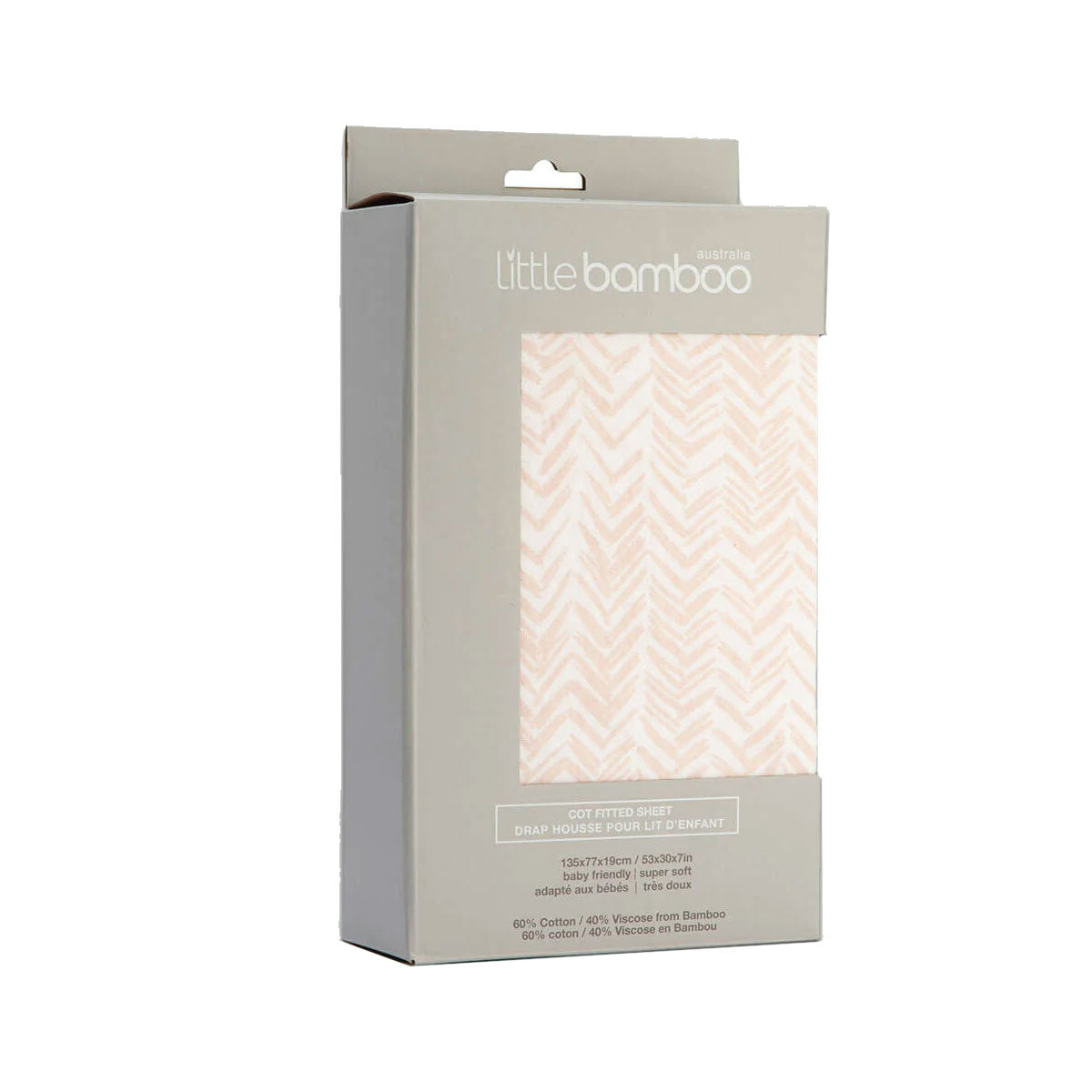 Little Bamboo Jersey Fitted Sheet Cot Size Herringbone - Dusty Pink