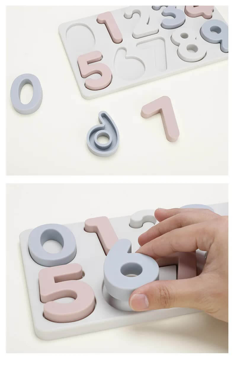 Colorful Silicone Early Learning Number Puzzle Board for Kids