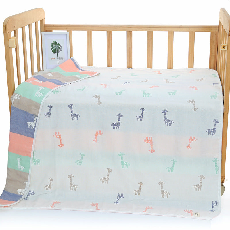 Muslin Baby Blanket - 6-Layer Soft Cotton Bedding - Giraffe