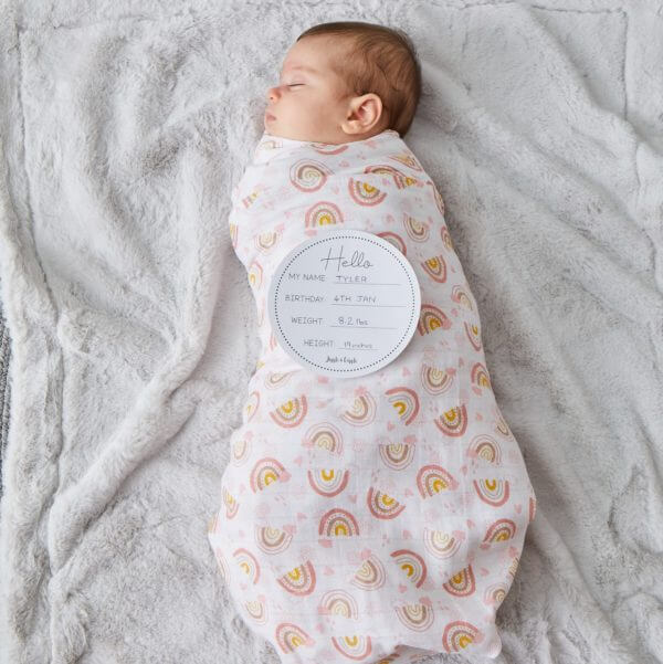 Rainbow Muslin Wrap & Arrival Card