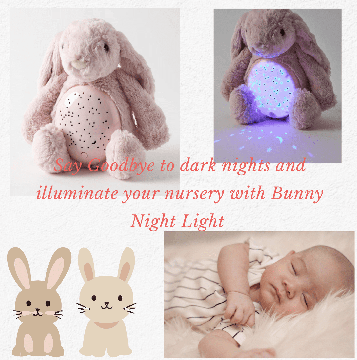 Plush Night Light - Pink Bunny