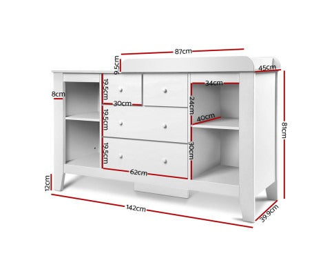 Baby Change Table with Storage Cabinet White - Convertible