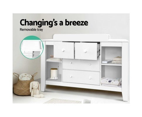 Baby Change Table with Storage Cabinet White - Convertible