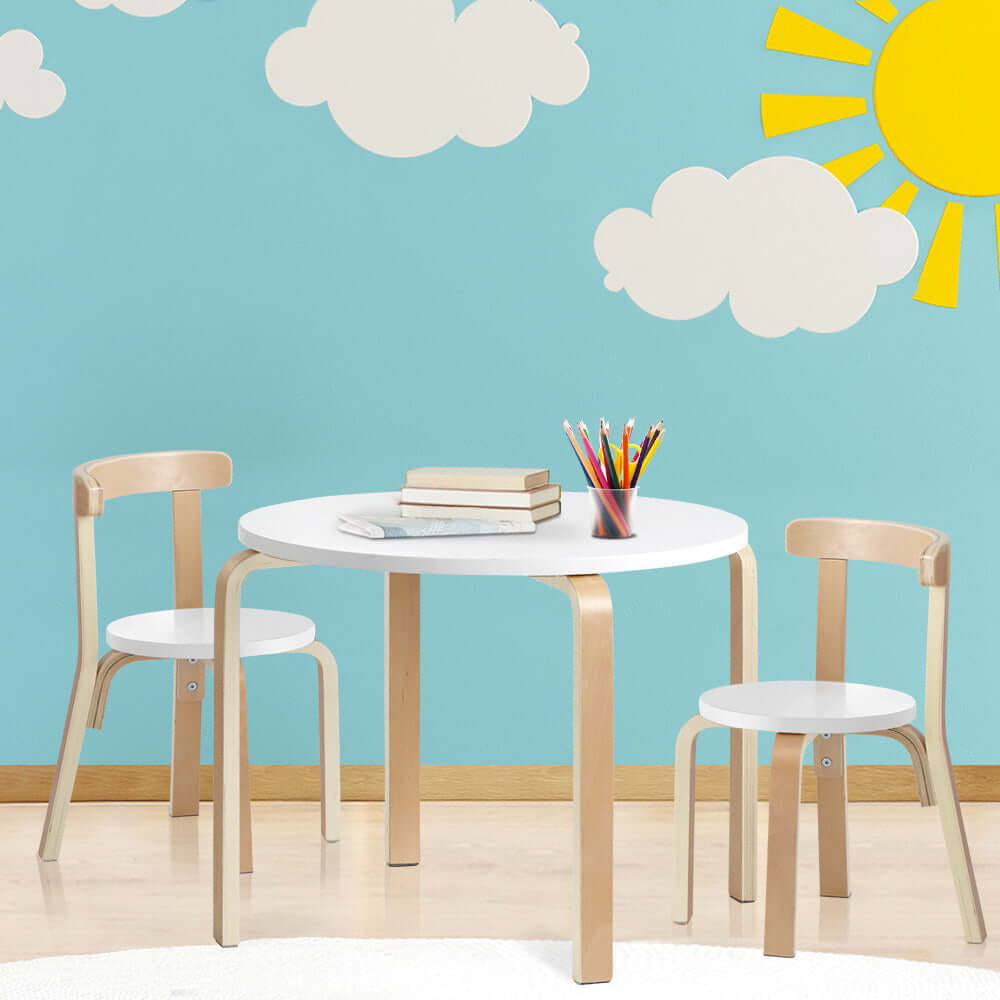 Kids Table & Chair Set - 3PCS - White