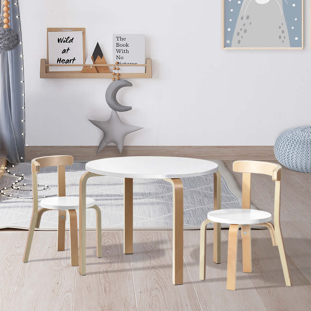 Kids Table & Chair Set - 3PCS - White