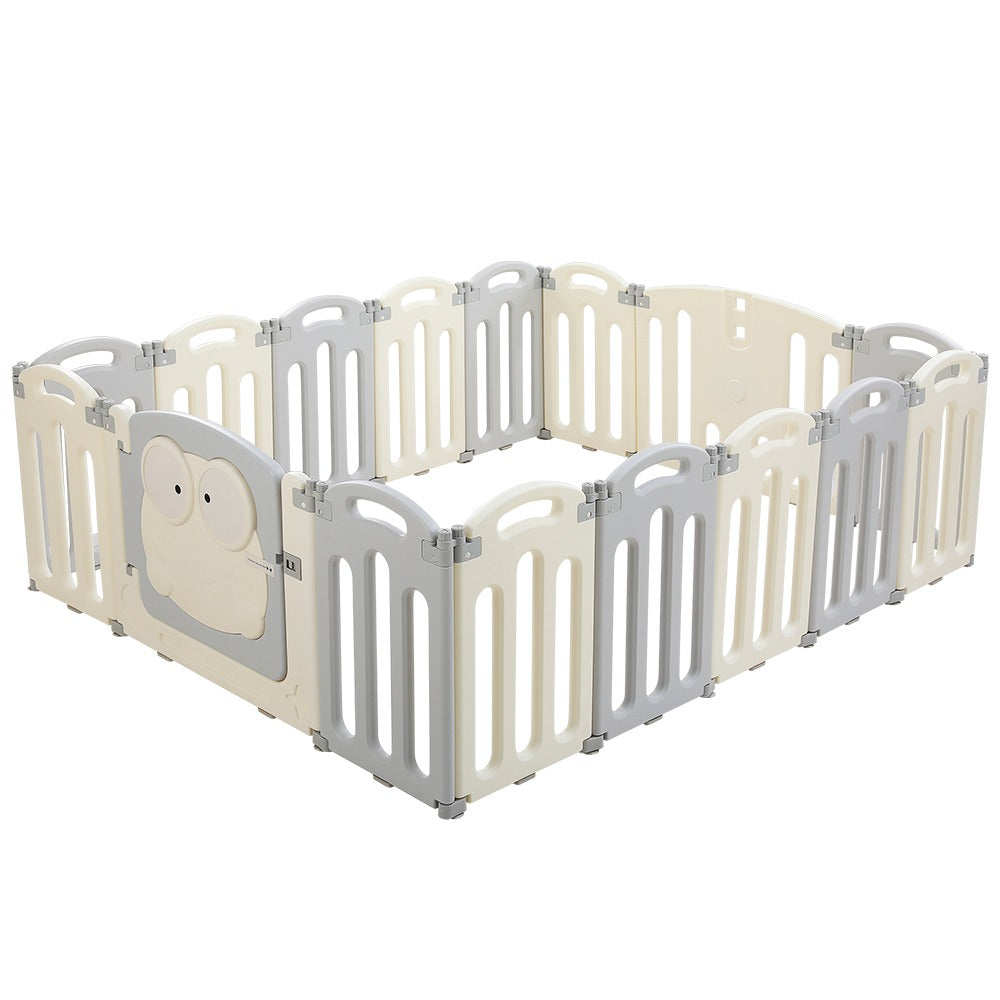 Baby Playpen Foldable - 16 Panels - Grey White