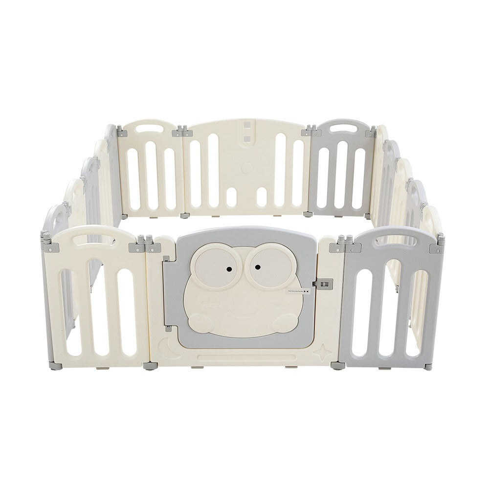 Baby Playpen Foldable - 16 Panels - Grey White