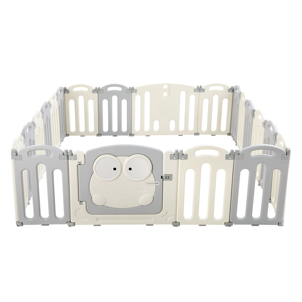 Baby Playpen Foldable - 20 Panels - Grey White