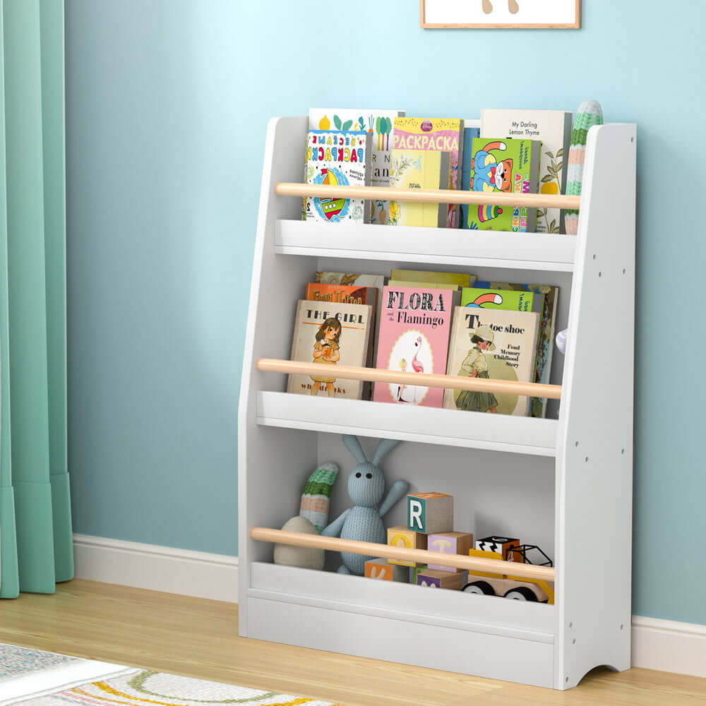 Kids Bookshelf - 3 tiers - with Protective Rods