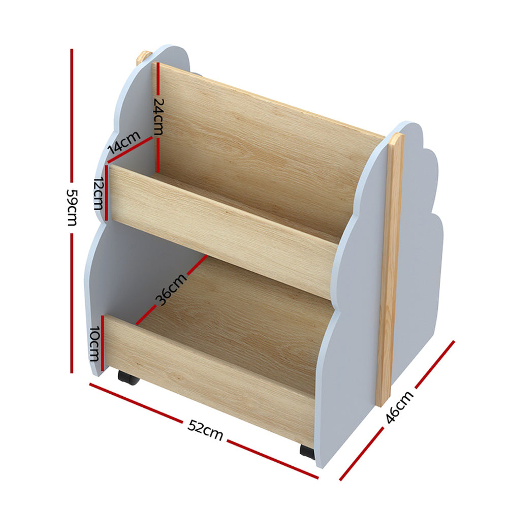 Kids Toy Box Bookshelf with Wheels