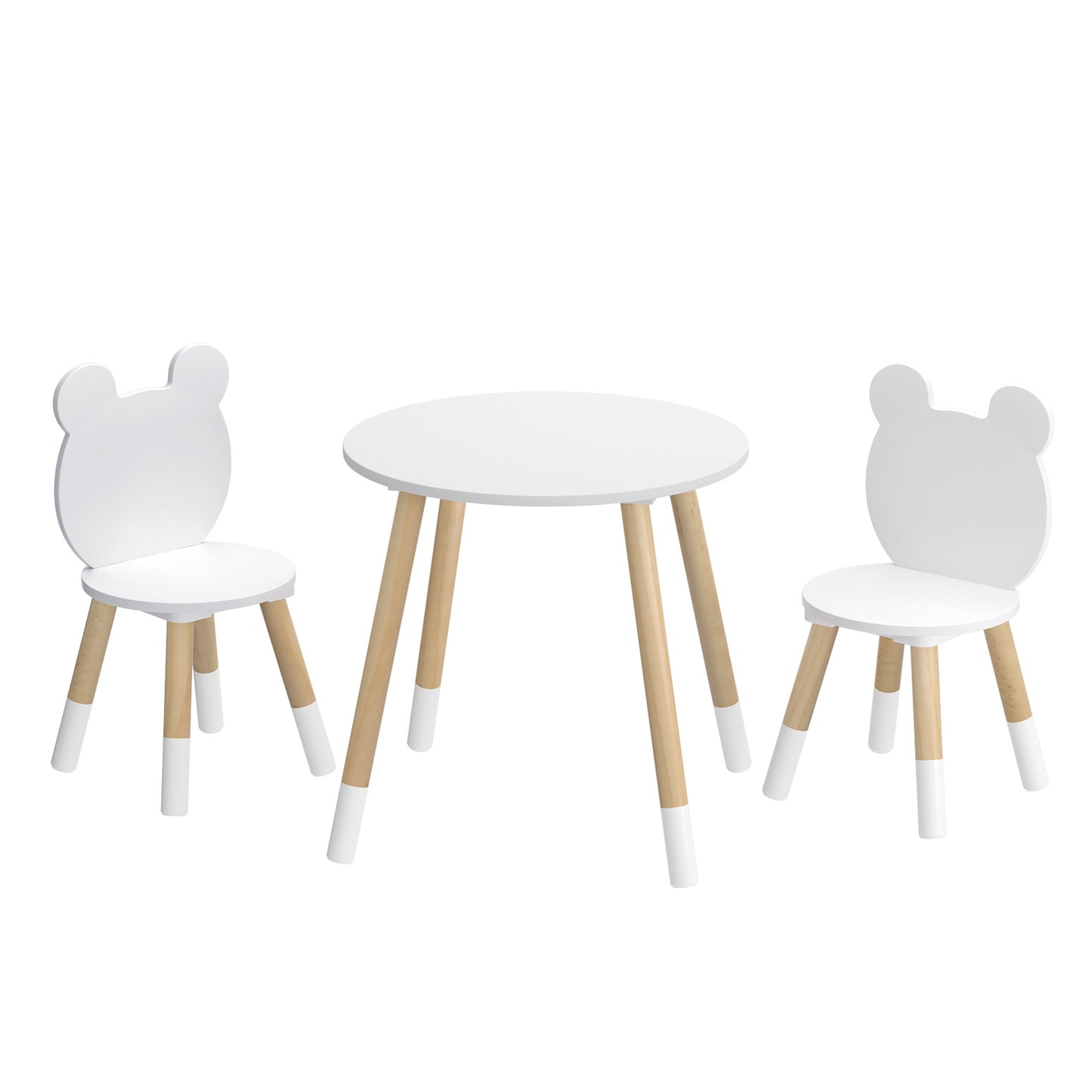 3 Piece Kids Table and Chairs Set - White