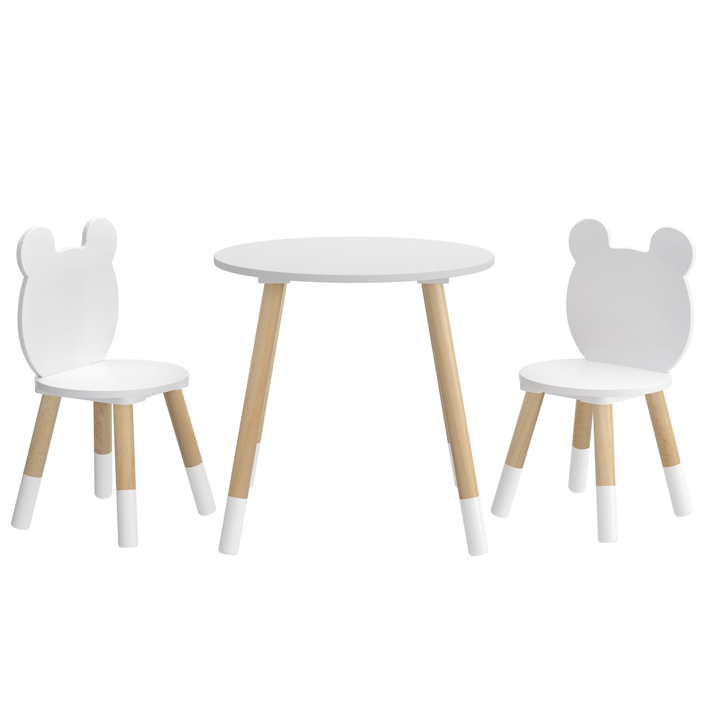 3 Piece Kids Table and Chairs Set - White