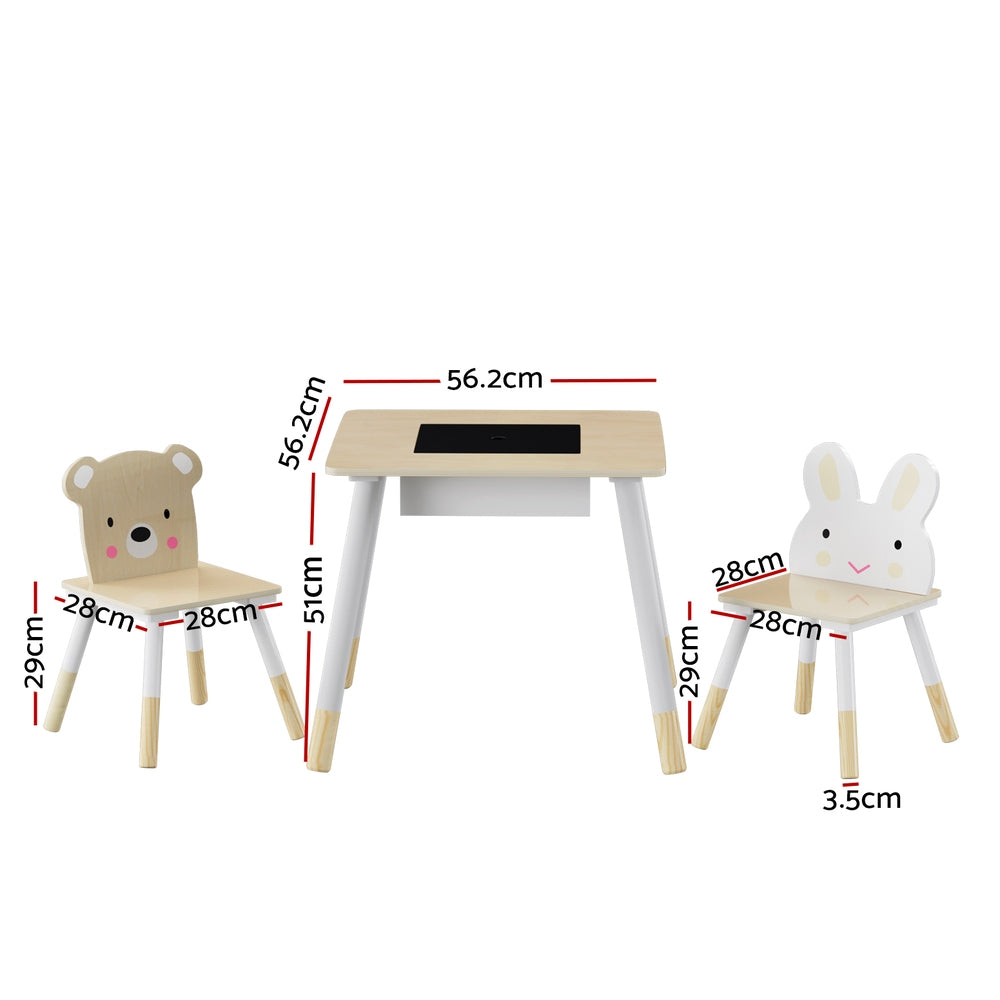 3PCS Kids Table and Chairs Set - with Hidden Storage