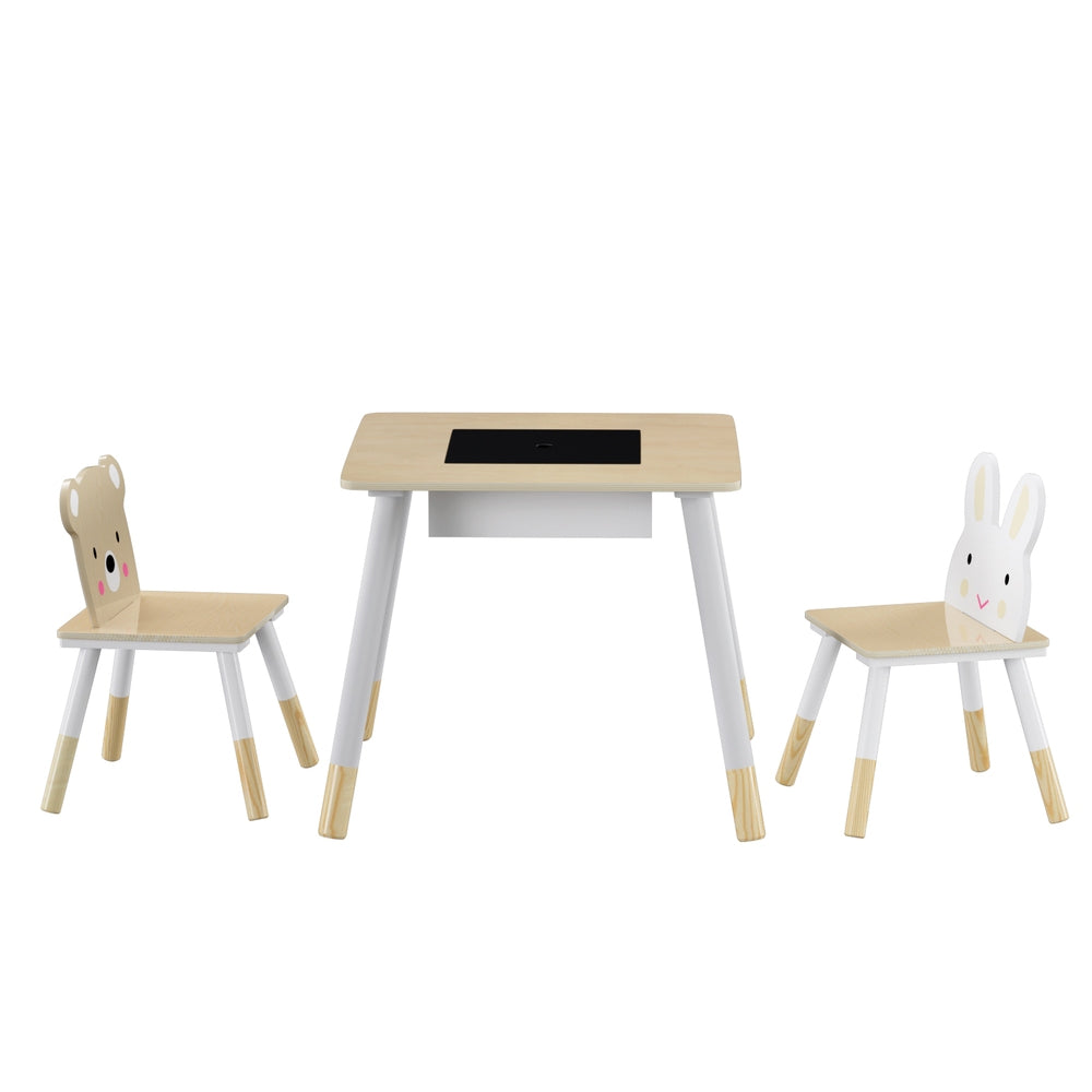 3PCS Kids Table and Chairs Set - with Hidden Storage