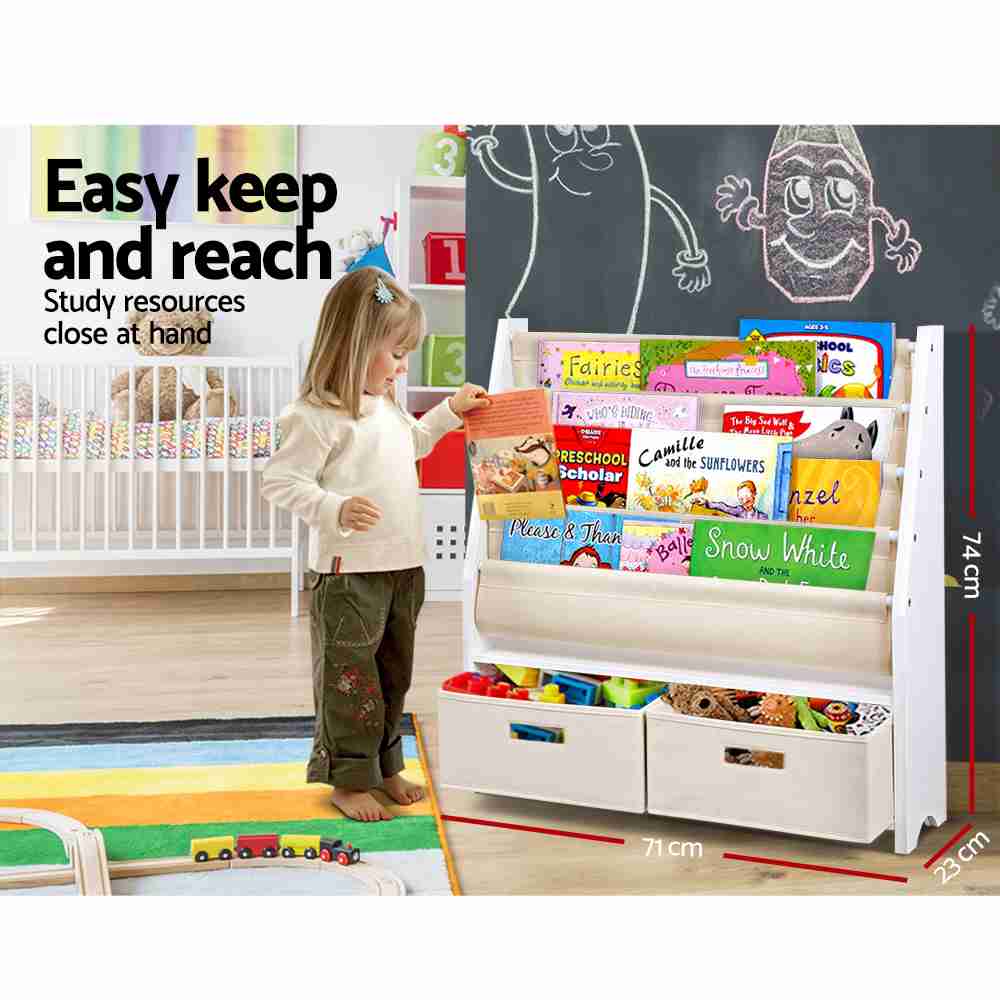 Kids Bookshelf with Drawer - 4 tier