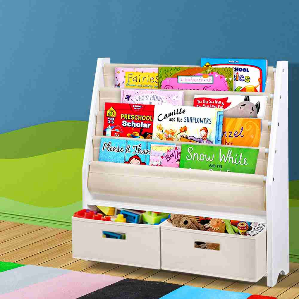 Kids Bookshelf with Drawer - 4 tier