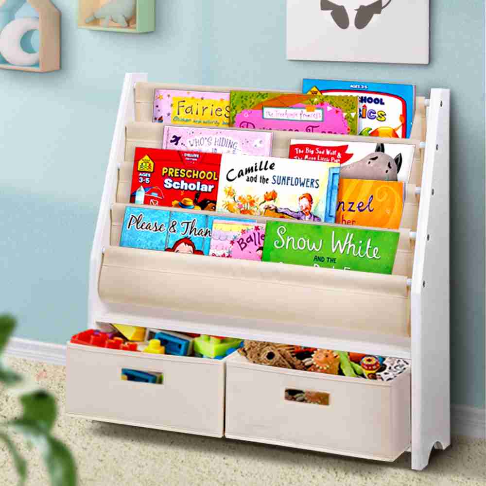 Kids Bookshelf with Drawer - 4 tier