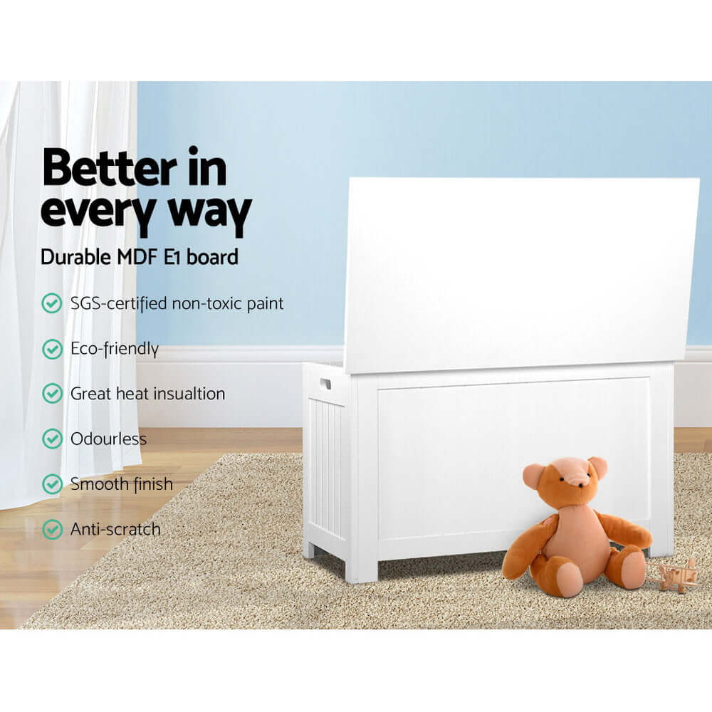 Kids Toy Box & Blanket Chest - White