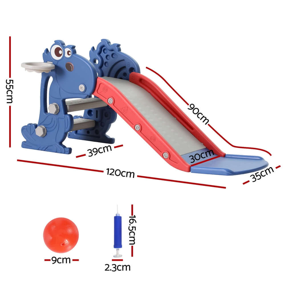 Kids Slide Set Basketball Hoop - Dragon 90cm Blue