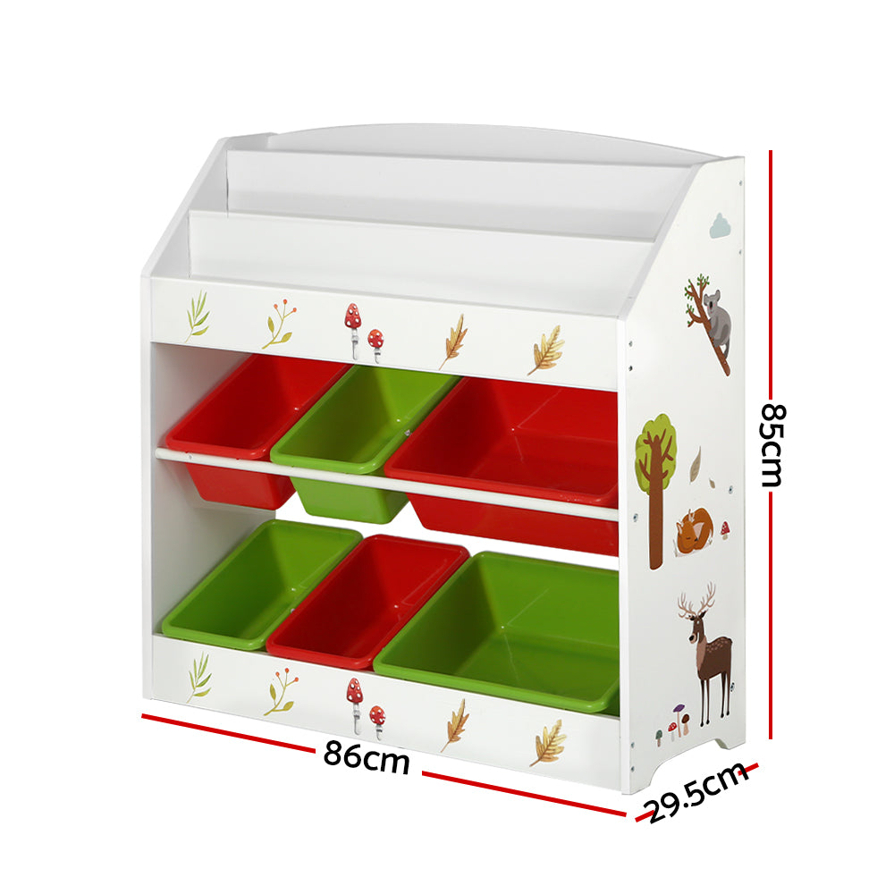 Kids Bookshelf with Toy Box Organiser