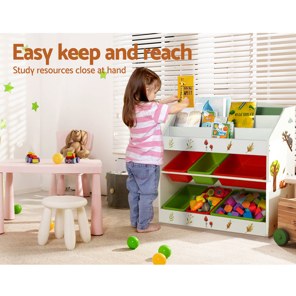 Kids Bookshelf with Toy Box Organiser