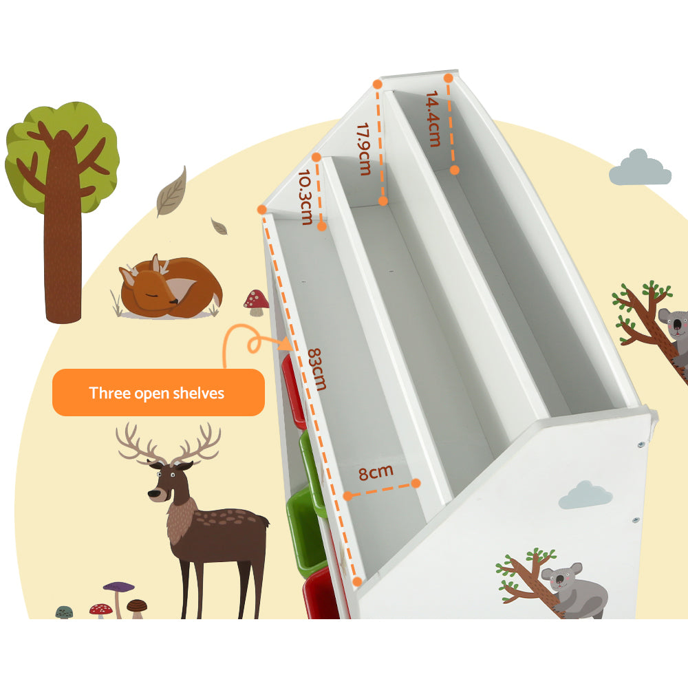 Kids Bookshelf with Toy Box Organiser