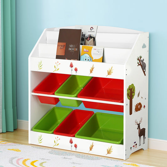 Kids Bookshelf with Toy Box Organiser