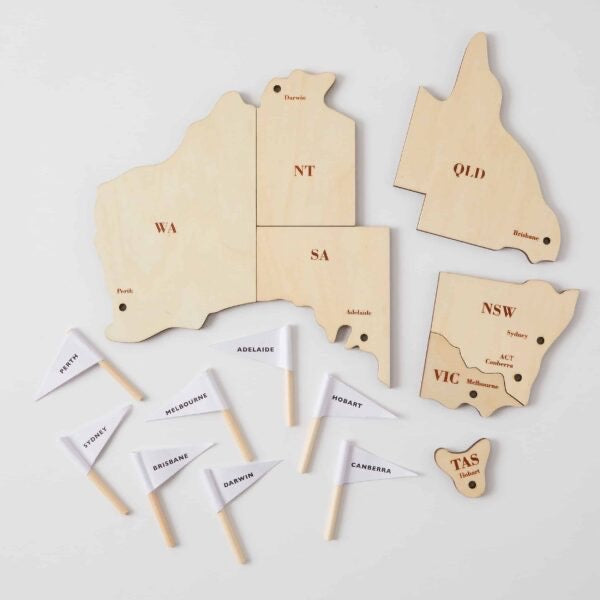 Map of Australia Puzzle - Scandinavian design wooden toy