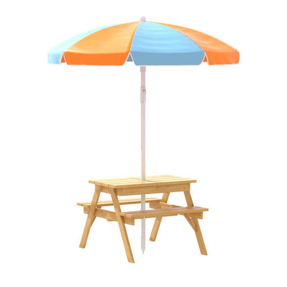 Kids Outdoor Table Set with Umbrella - Sand Pit Box