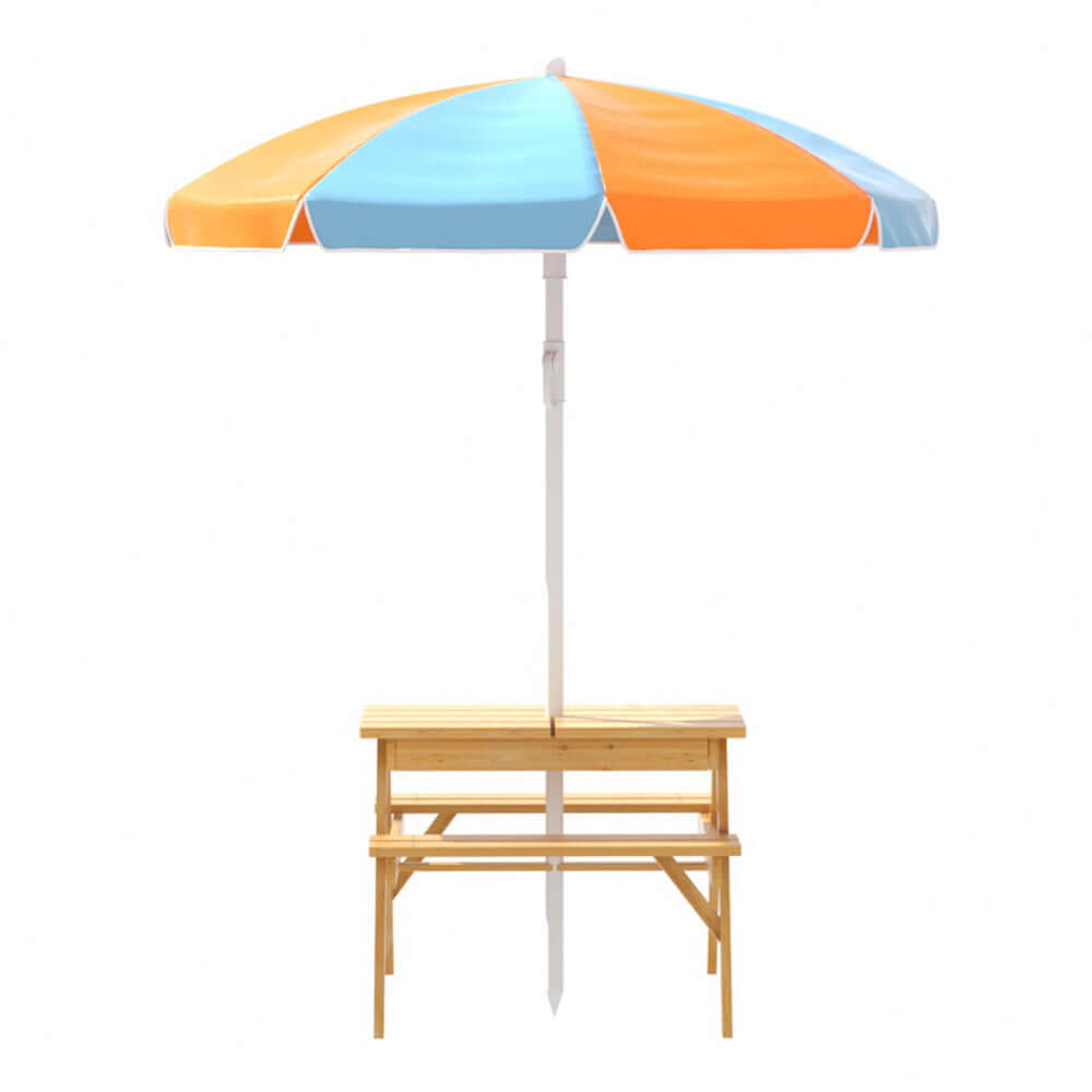 Kids Outdoor Table Set with Umbrella - Sand Pit Box