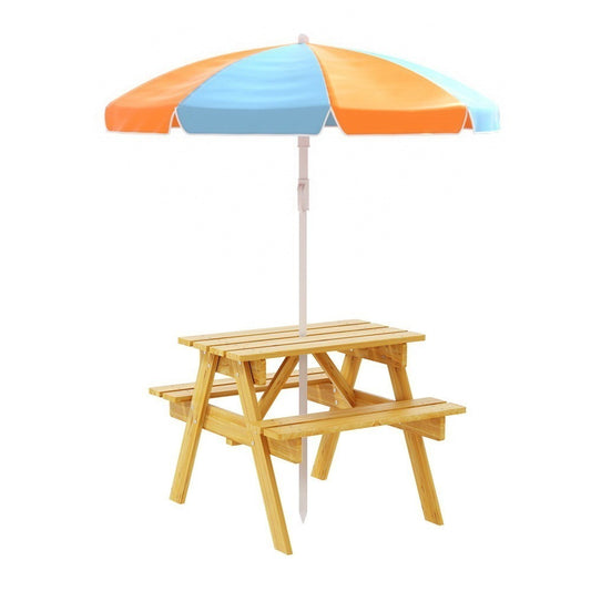 Kids Outdoor Table and Chairs Set with Umbrella