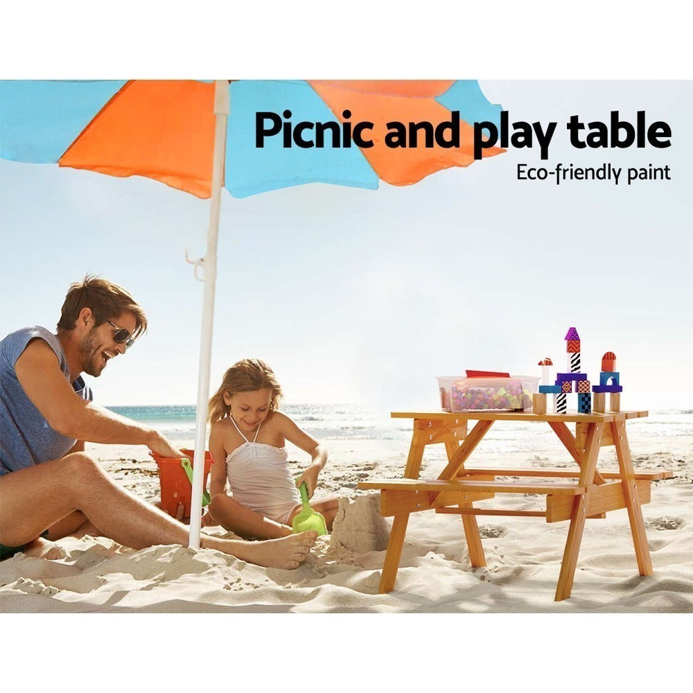 Kids Outdoor Table and Chairs Set with Umbrella