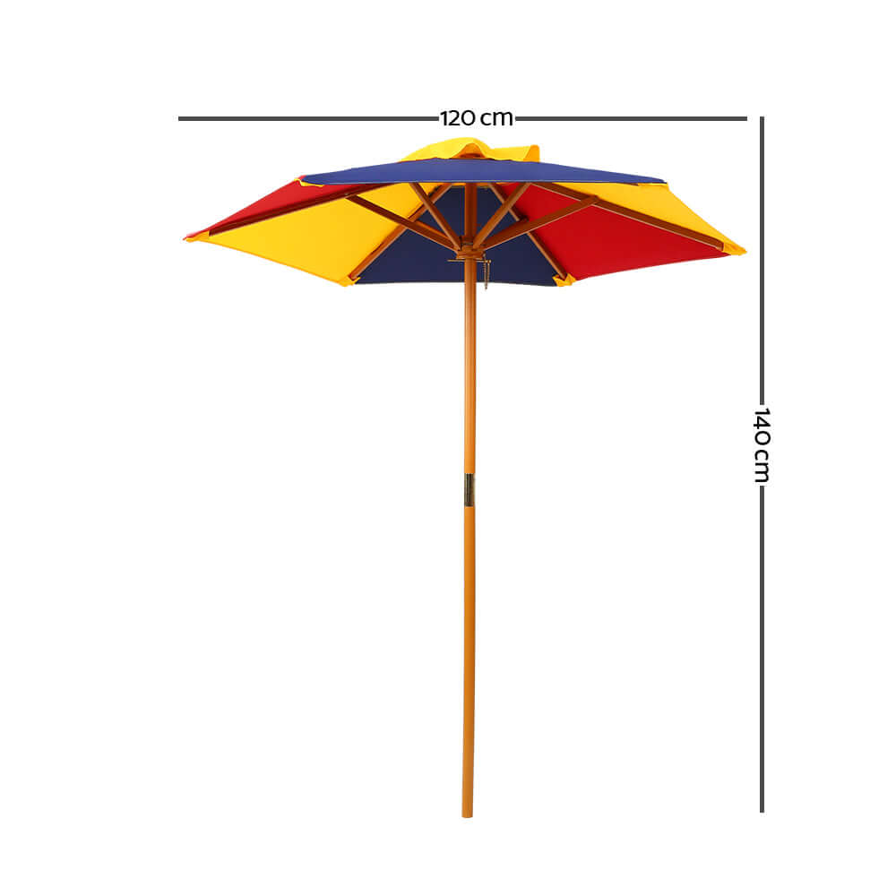 Kids Wooden Outdoor Table Set with Umbrella