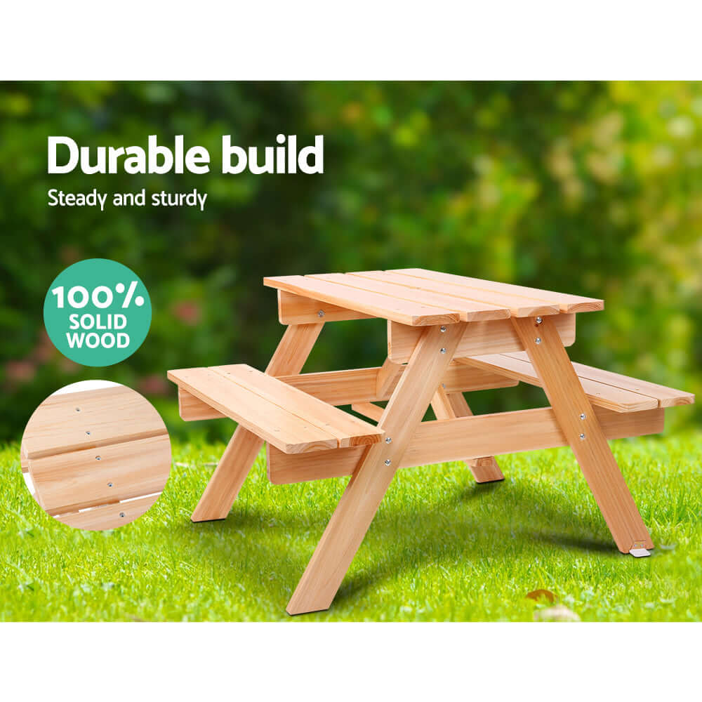 Kids Wooden Outdoor Table Set with Umbrella