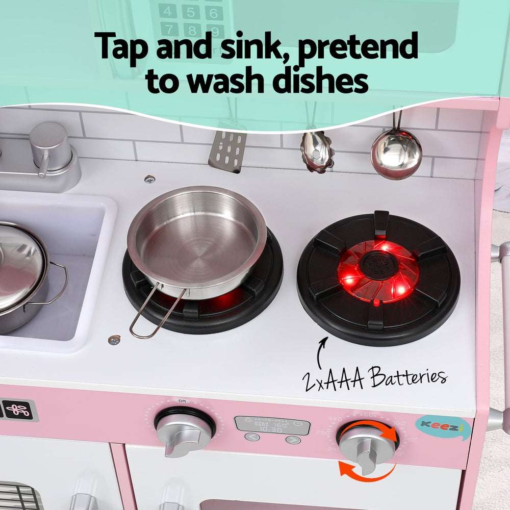 Kids Wooden Pretend Kitchen Play Set with Cooking Toys